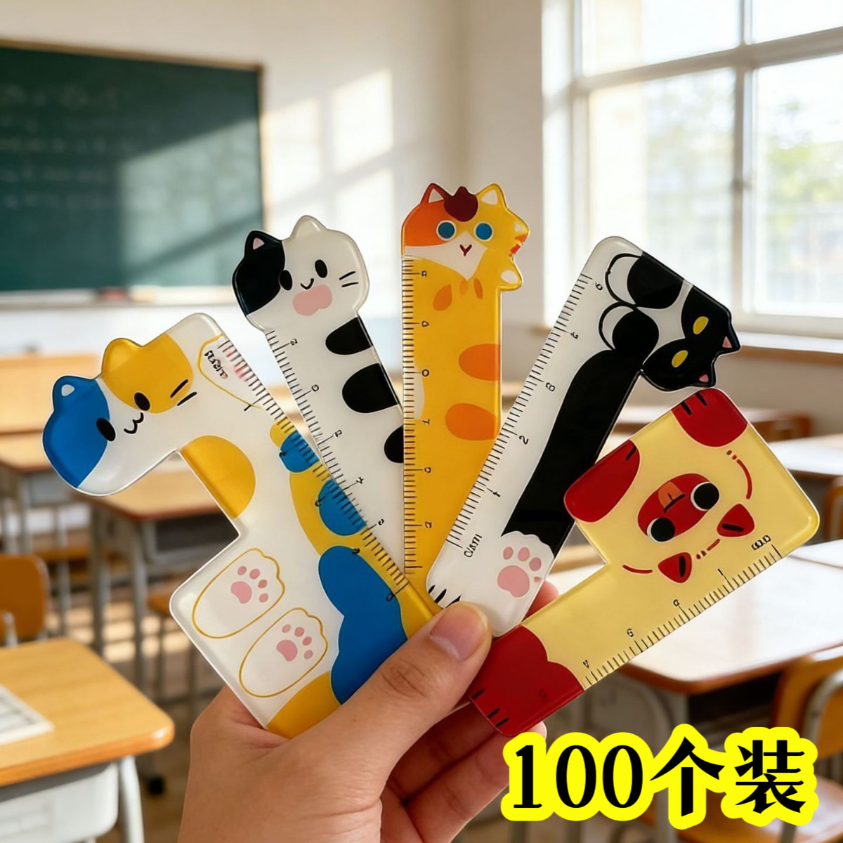 小学生奖励实用礼品猫咪掌心尺子儿童直尺文具义卖小商品创意礼物