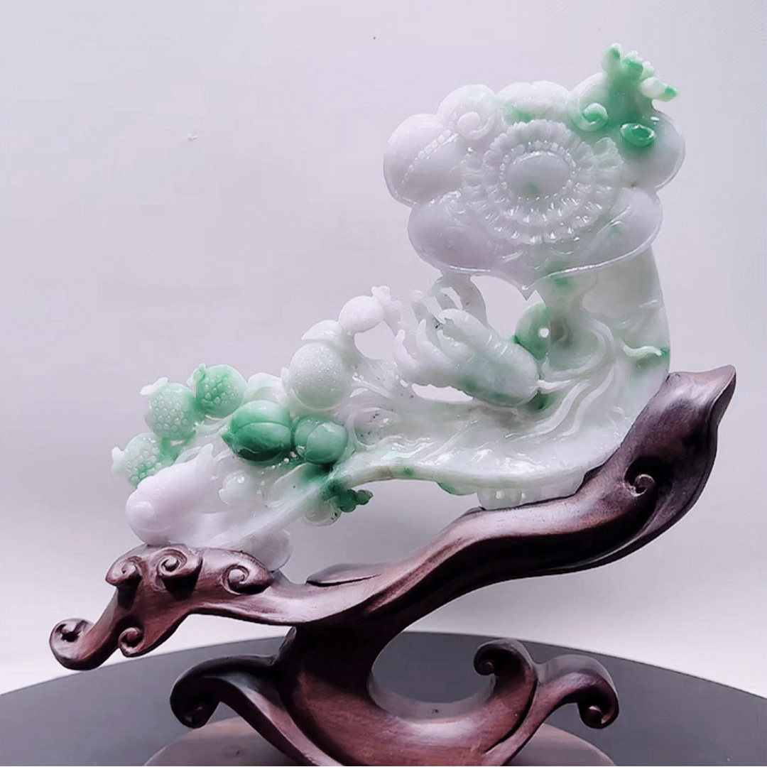 天然缅甸玉翡翠雕件寿桃佛手福禄寿如意居家客厅办公室摆件礼品