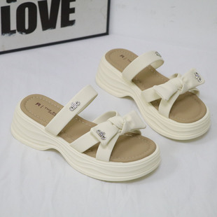 仙女风松糕软底拖鞋女夏外穿2026新款蝴蝶结配裙子休闲沙滩凉拖鞋