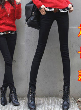 新款潮女黑色紧身显瘦小脚裤子女