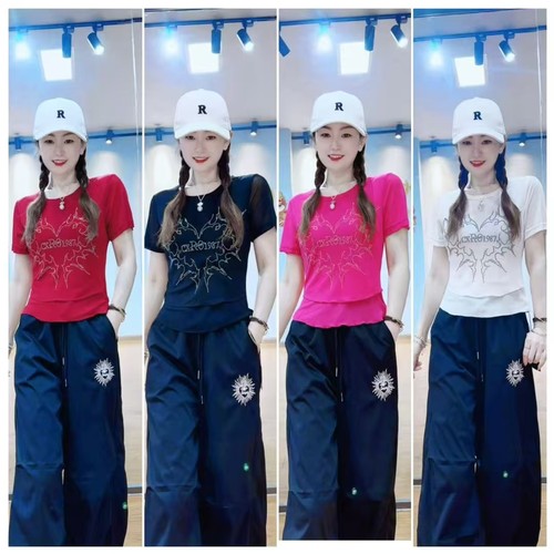 新款曳步舞短袖修身弹力棉舒适