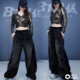 黑色烫钻裤 BT2560休闲风满钻阔腿牛仔裤 女渐变中腰时尚 子街舞爵士