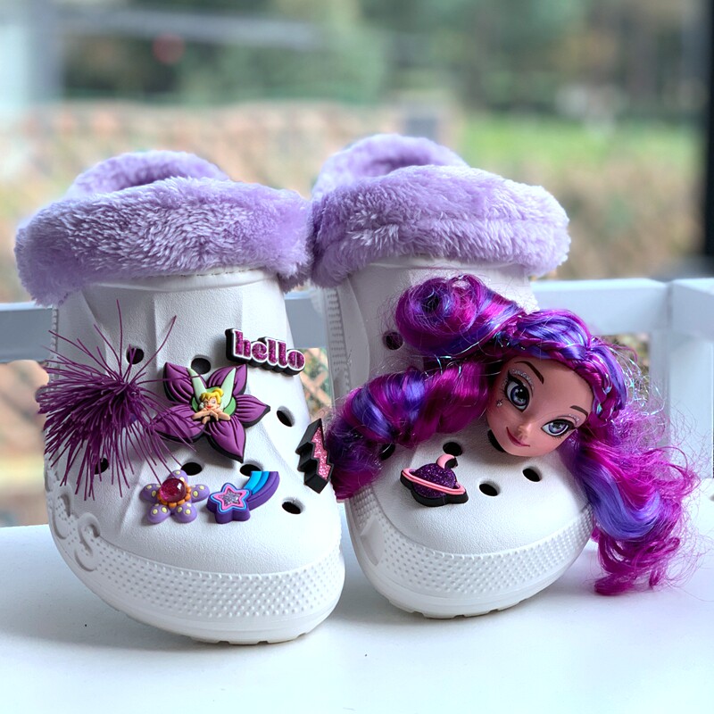 CROCS鞋花鞋扣紫色芭比娃娃鞋扣