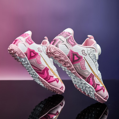 2025新款旋转纽扣儿童足球鞋女童