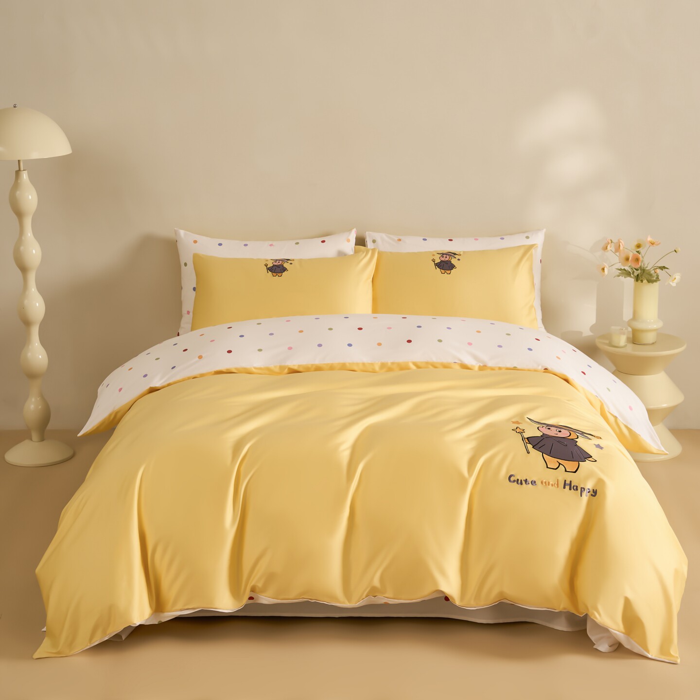 星星人100支全棉四件套可爱纯棉卡通被套床单床笠三件套儿童床品