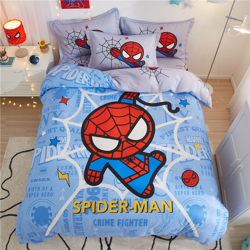蜘蛛侠四件套儿童纯棉三件套漫威男孩全棉床上床品迪士尼卡通被套