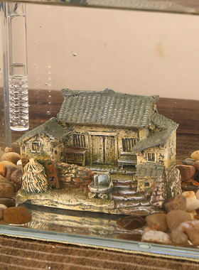 迷你农家院子房子盆栽盆景造景装饰摆件鱼缸茶几茶宠茶盘小礼品