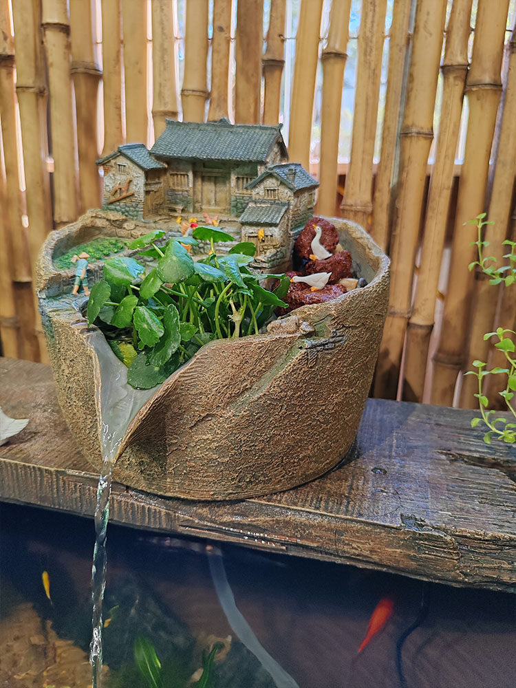 庭院景观古法养鱼水箱水循环过滤鱼缸生态水箱水流装置点缀景观