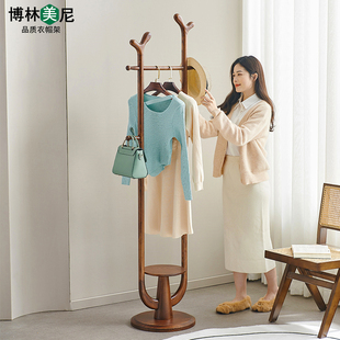 全实木衣帽架落地挂衣架卧室收纳简约衣架木质艺术创意挂衣服架子