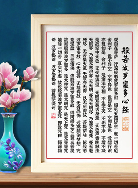 UTK静心般若波罗蜜多心经大悲咒莫生气不发火字画摆台实木相框