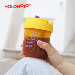 HOLOHOLO吸管杯夏季吨吨杯女生可爱便携咖啡随行tritan塑料水杯