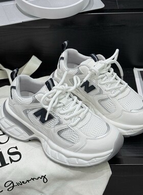 真皮厚底老爹鞋女2025春秋新款百搭显瘦休闲运动鞋轻便跑步鞋