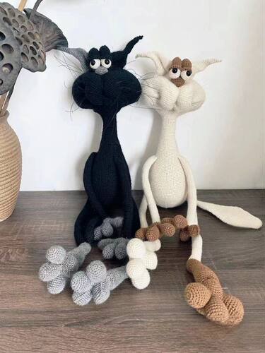 毛线钩针耍酷拽猫玩偶手工diy自制材料包编织摆件送男朋友礼物