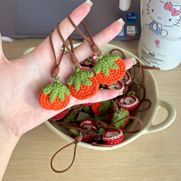 超可爱的柿柿如意迷你钥匙包包小挂件手工编织毛线自制diy材料包,服饰配件/皮带/帽子/围巾,DIY编织材料包,淘宝优惠券,粉丝福利购,淘宝优惠卷