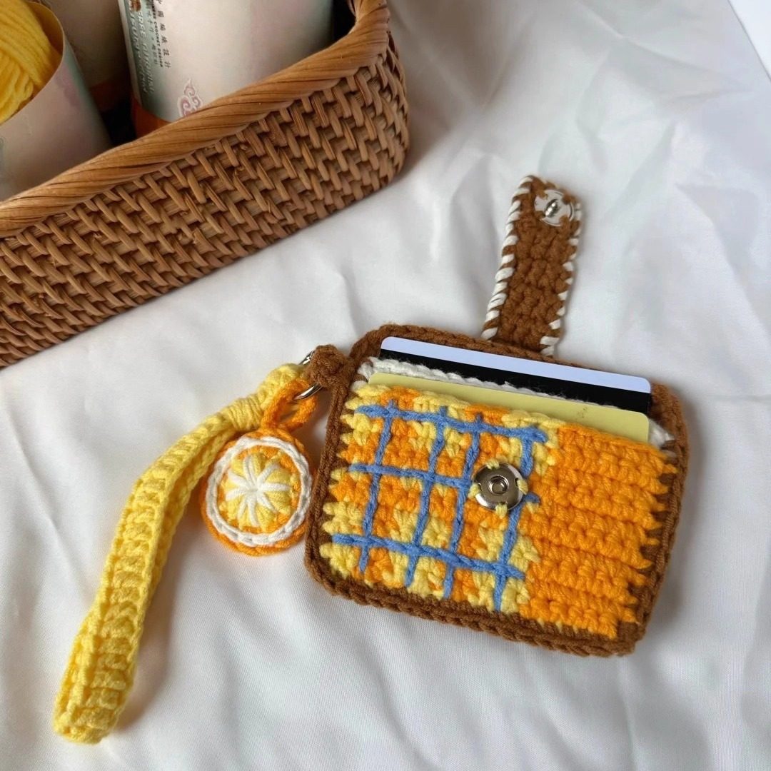 柑橘焦糖美拉德色系创意双层卡包手工编织毛线钩针自制diy材料包,服饰配件/皮带/帽子/围巾,DIY编织材料包,淘宝优惠券,粉丝福利购,淘宝优惠卷
