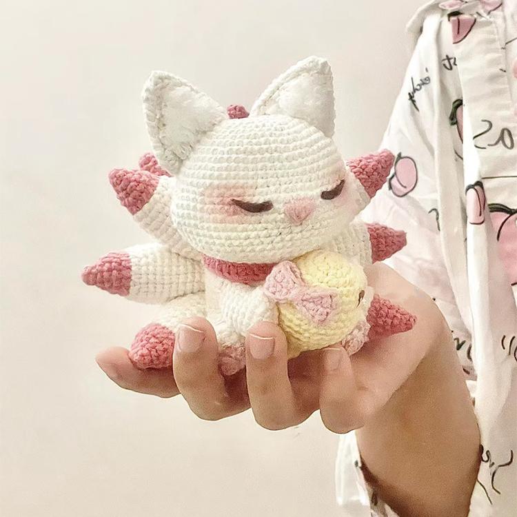 手工编织九尾狐玩偶毛线钩针DIY材料包可爱狐狸挂件钥匙扣送闺蜜