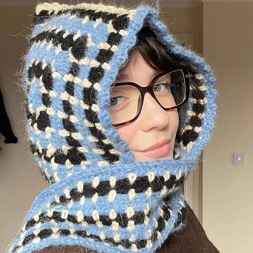 手工编织ins风连体帽子围巾毛线钩针diy材料包自织秋冬围脖送女友