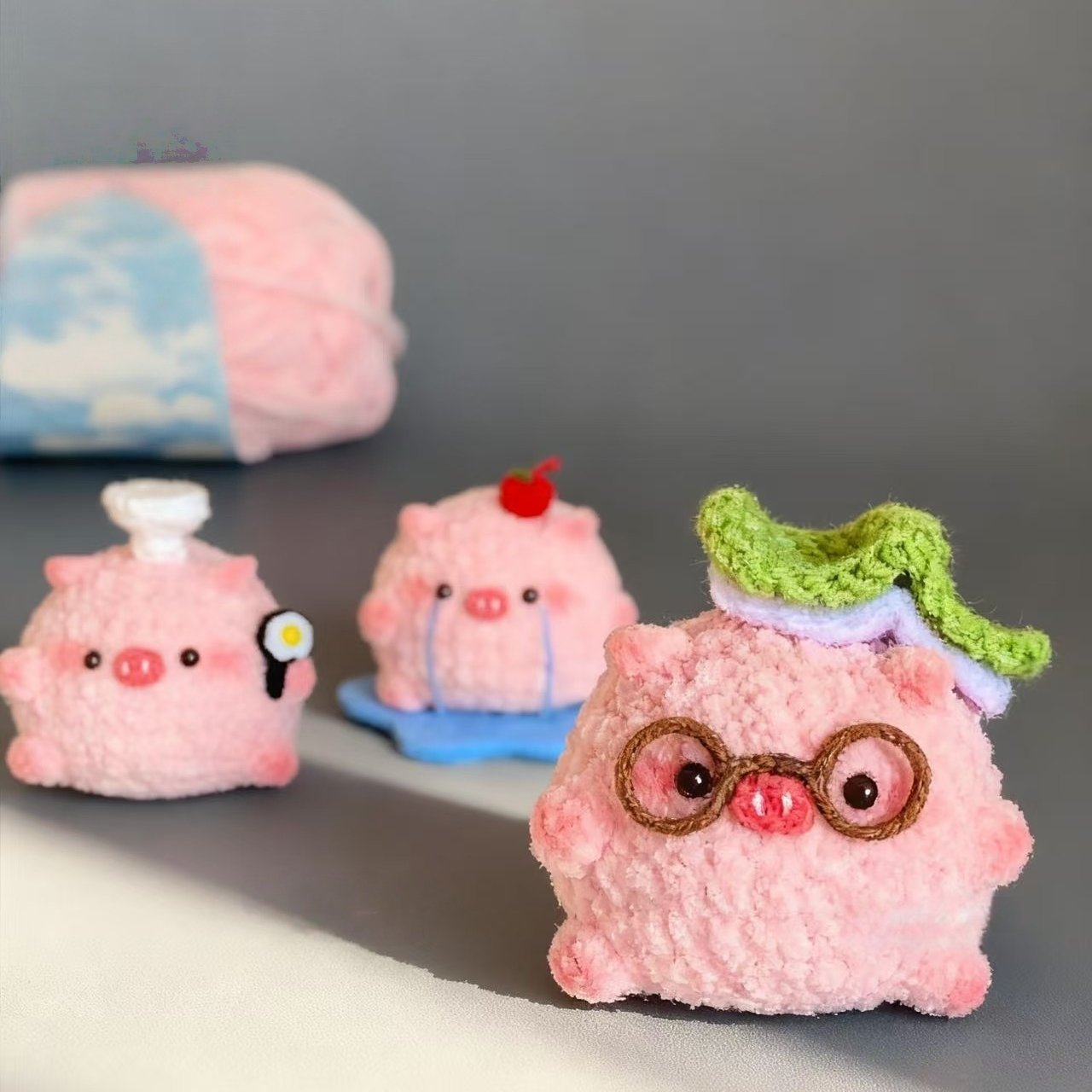 毛线钩织可爱表情包猪猪玩偶diy材料包手工编织自制钥匙扣挂件,服饰配件/皮带/帽子/围巾,DIY编织材料包,淘宝优惠券,粉丝福利购,淘宝优惠卷