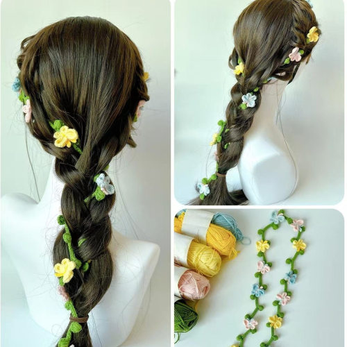 毛线钩针春日藤蔓花朵发带diy自制材料包手工钩织发饰装扮送礼物
