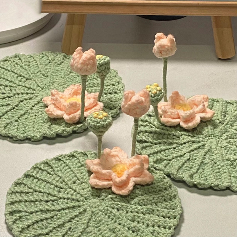 细牛奶棉手工钩织杯垫DIY