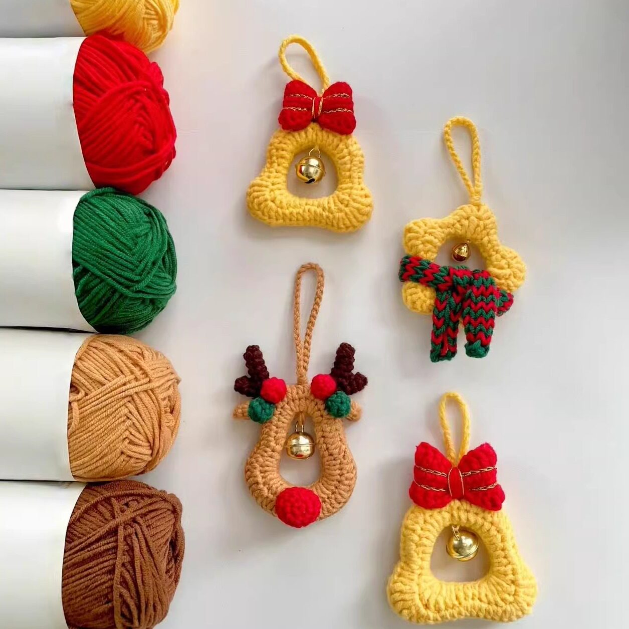 毛线钩织圣诞节装饰品挂件diy材料包手工编织风铃自制创意钥匙扣
