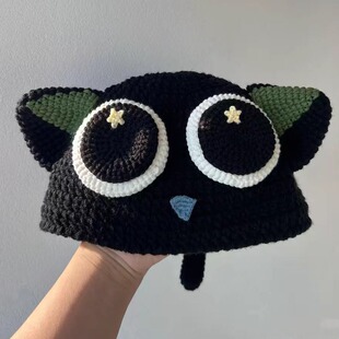 冬季毛线钩织保暖罗小黑帽子diy材料包手工编织自制礼物送朋友