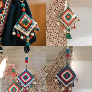 手工钩织民族风香囊耳机包diy材料包毛线编织卡包挂件礼物送闺蜜