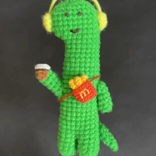 毛线钩织可爱布拉吉奥小恐龙玩偶diy材料包手工编织钥匙挂件男友