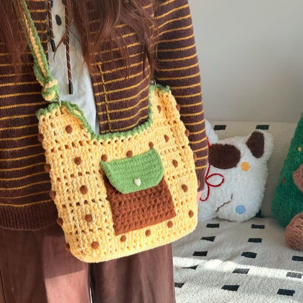 手工编织焦糖松饼包diy材料包毛线钩织自制收纳零钱包礼物送闺蜜