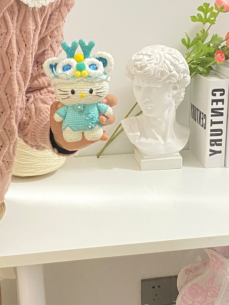 原创手工编织diy材料包毛线钩针小青龙Kitty玩偶自制包挂钥匙扣礼