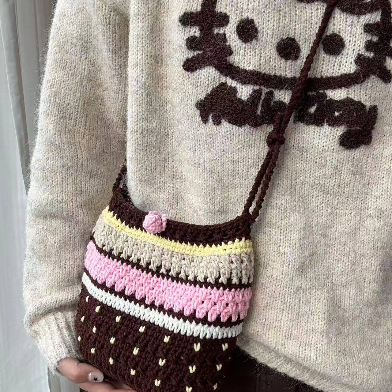 毛线钩织梅梅生巧手机包diy材料包手工编织自制零钱包礼物送闺蜜