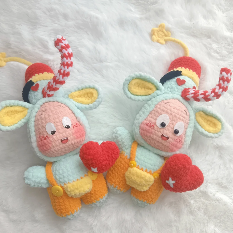 小象头套爱心演奏家星星人小玩偶手工编织毛线钩针自制diy材料包