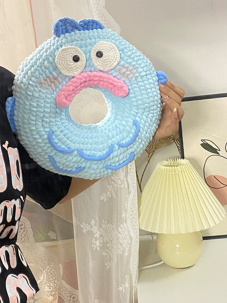 粗冰条线手工钩织抱枕DIY