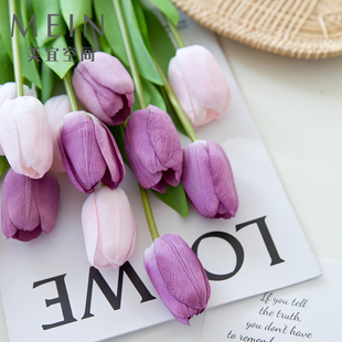 手感保湿 饰绢花花艺摆件插花 郁金香假花仿真花摆设高端客厅餐桌装