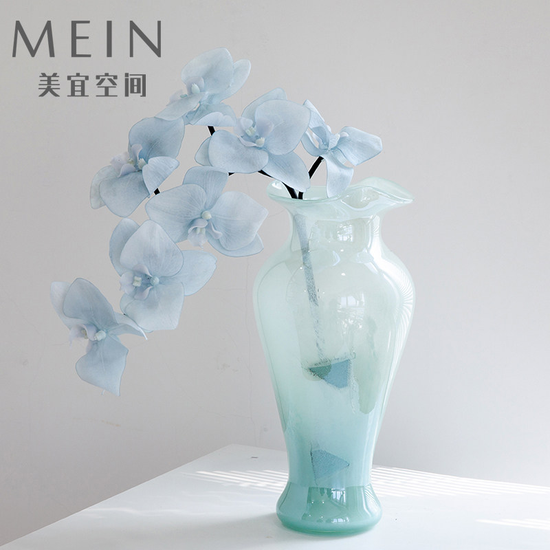 中古渐变蓝色仙女芬顿琉璃花瓶鲜花仿真花百合水养插花花器客厅,家居饰品,花瓶,淘宝优惠券,粉丝福利购,淘宝优惠卷