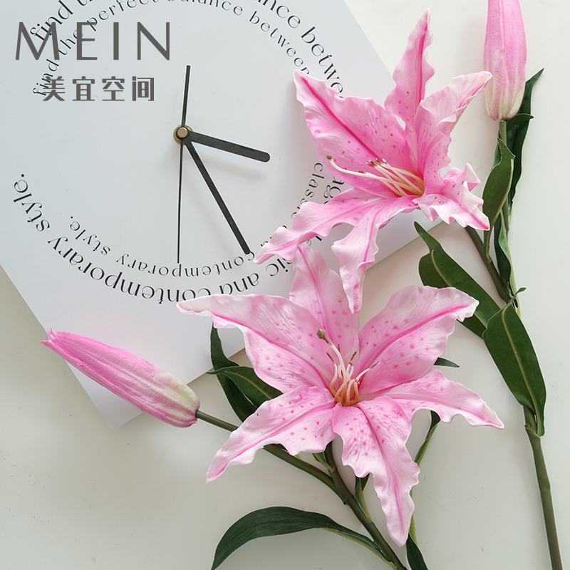 高仿真PU手感香水百合仿真花保湿假花婚庆家居酒店软装插花艺摆件