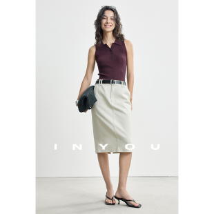 因由 高腰显瘦通勤牛仔裙摩登复古直筒显瘦轻薄百搭半身裙女 时尚