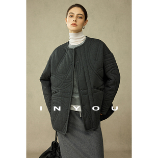 宽松显瘦绗缝棉服女 保暖外套原创O型版 因由 北欧简约风秋冬新款