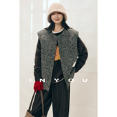 因由 羊驼圈圈毛肌理感宽松肩无袖 上衣外套休闲秋冬圆领马甲女