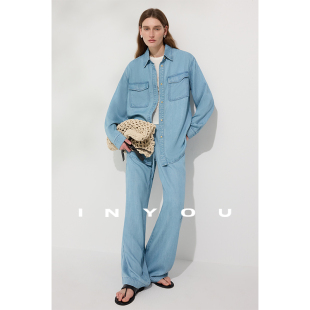 子早春二件套 牛仔外套女裤 因由 天丝复古水洗时髦精致设计感套装