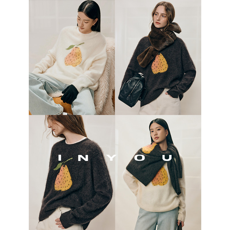 因由【12/22 am10:00上新】时尚绵羊毛鸭梨提花绒感长袖针织毛衣