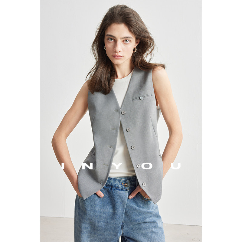 因由 V领老钱风短款马夹叠穿ROW风百搭宽松显瘦羊毛马甲背心女,女装/女士精品,马夹,淘宝优惠券,粉丝福利购,淘宝优惠卷