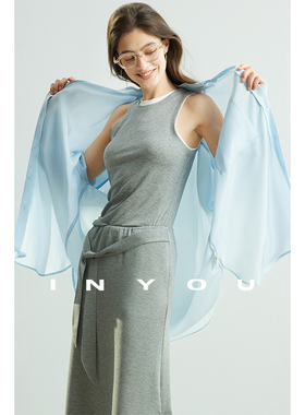 因由 简约休闲防晒衬衫row风宽松廓形多色百搭清凉感蓝色极简衬衣