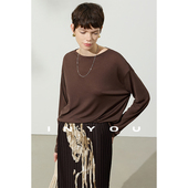 松弛感空气透感轻薄氛围感宽松长袖 因由 圆领宽松小衫 T防晒衣女