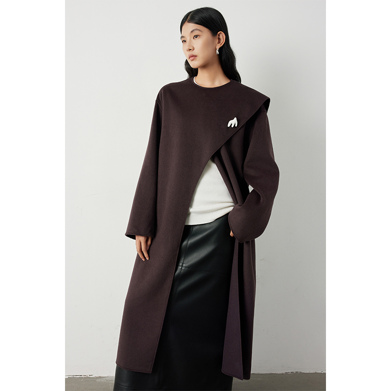 因由羊毛长款通勤毛呢外套