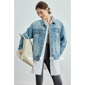 复古休闲牛仔外套女 上衣宽松经典 因由 极简ROW风解构廓形早秋短款