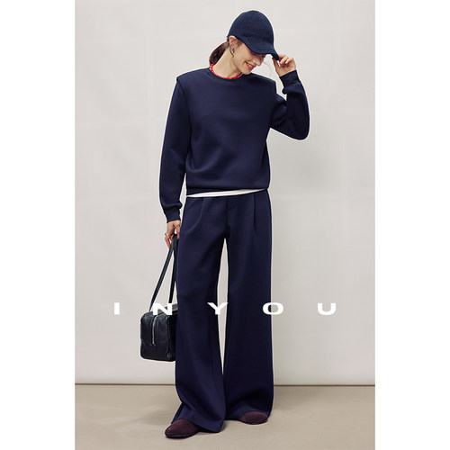 因由 轻生活运动套头宽松懒人弹力时髦卫衣休闲长裤套装女秋冬