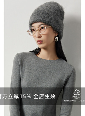因由羊驼毛毛线帽通勤帽子