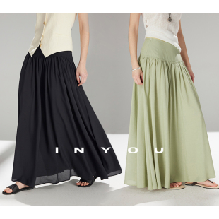 中长款 度假空气感大裙摆A字飘逸轻盈时尚 半身裙女春夏 法式 因由