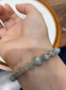 天然水晶手链月光石手串灰月光饰品礼物生日女